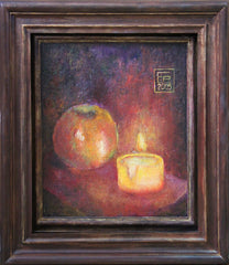 Still life Apple with candle canvas on hardboard, oil Eshurin Rostislav Натюрморт яблоко со свечой холст на оргалите, масло Ешурин Ростислав